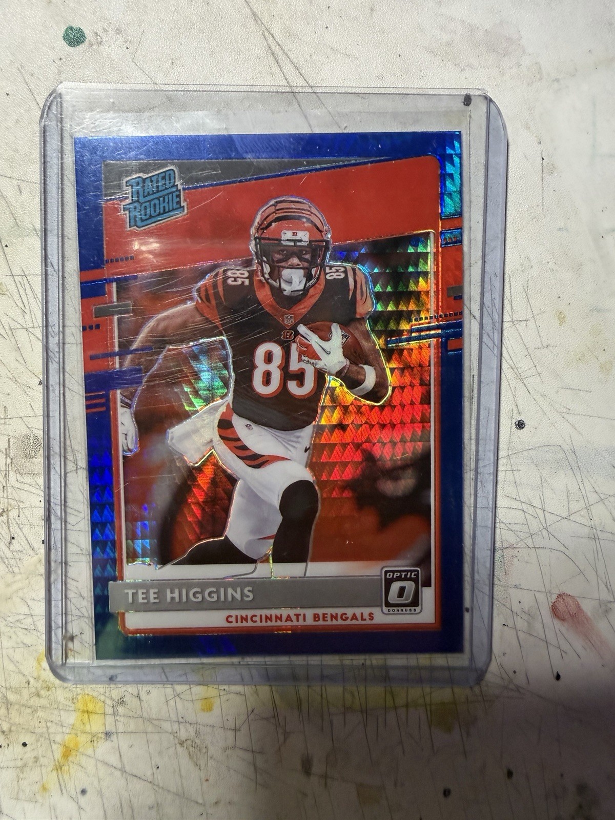 2020 Panini Donruss Optic - Rated Rookies Tee Higgins #160 Blue Hyper Prizm (RC)