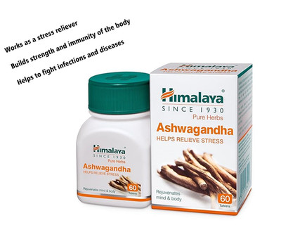 Himalaya Ashvagandha Tablette 60 Stressabbau Nahrungsergänzungsmittel Ablaufdatum 05-2026