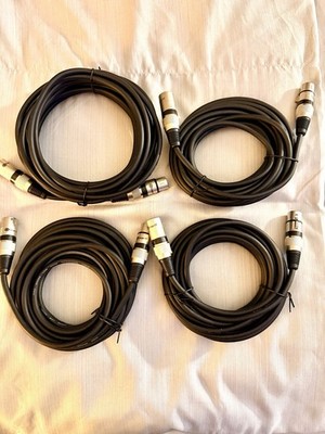 Four 20ft GearIT High Grade Low Noise XLR Male to Female Microphone Cable Black