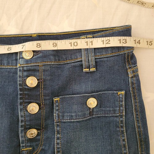 7 FOR ALL MANKIND Sz 28 LONG SKIRT W/EXPOSED BUTTONS SKIRT PALMA BLUE - Picture 10 of 15