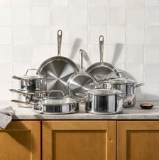 NEW T-fal Pro Tri-Ply Stainless Steel Cookware Set 13 Piece,  500F, Lids 350F,