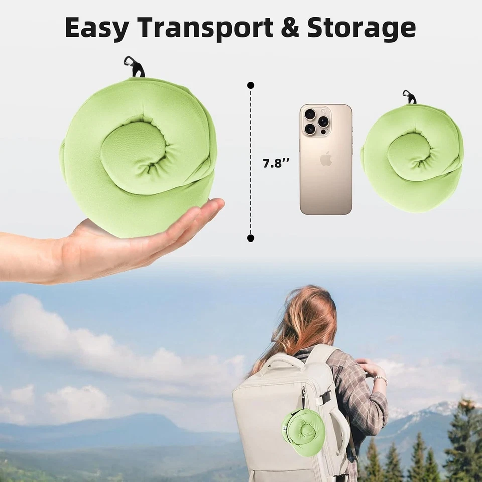 Neck Travel Pillow Privacy-Friendly Hooded for Kids & Adults, Memory Foam  C3 - Image 2 of 2