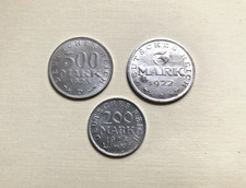 3 Old German Weimar Coins 1922  23 VG/Excellent cond. ungraded 3 200 & 500 Marks