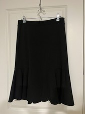 Cato Black Flared Skirt Zips In Back No Pockets Has Texture Print Size 8