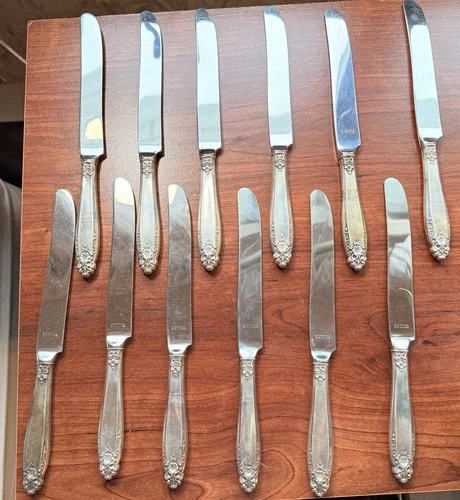 International Sterling Prelude Silver Handled 9” Dinner Knives Set Of 12 Vintage