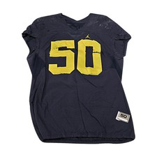 Michael Onwenu Michigan Wolverines 50 Practice Used Navy Jordan Brand Jersey