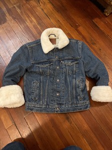 Womens SDenim Trucker Jacket Fur Collar 
