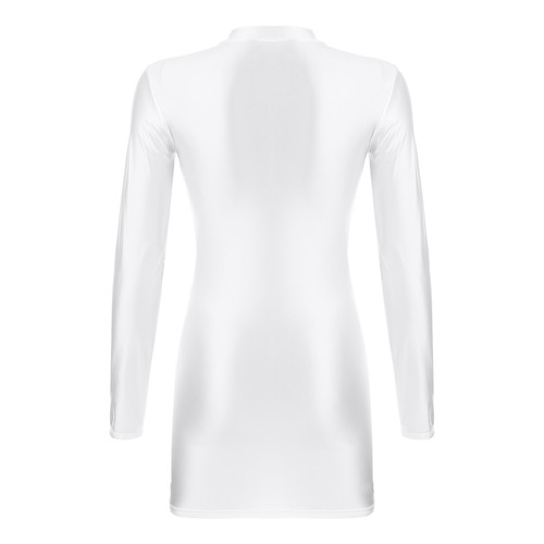 UK Womens Oily Glossy Mini Dress Long Sleeve Bodycon Dress Stretchy Rave Party - Picture 18 of 110