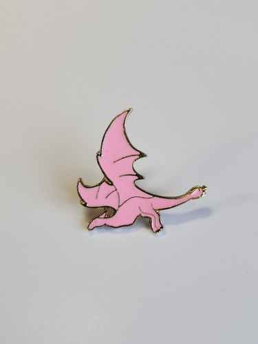 Pink Dragon Lapel Pin Fantasy Mythical Beast