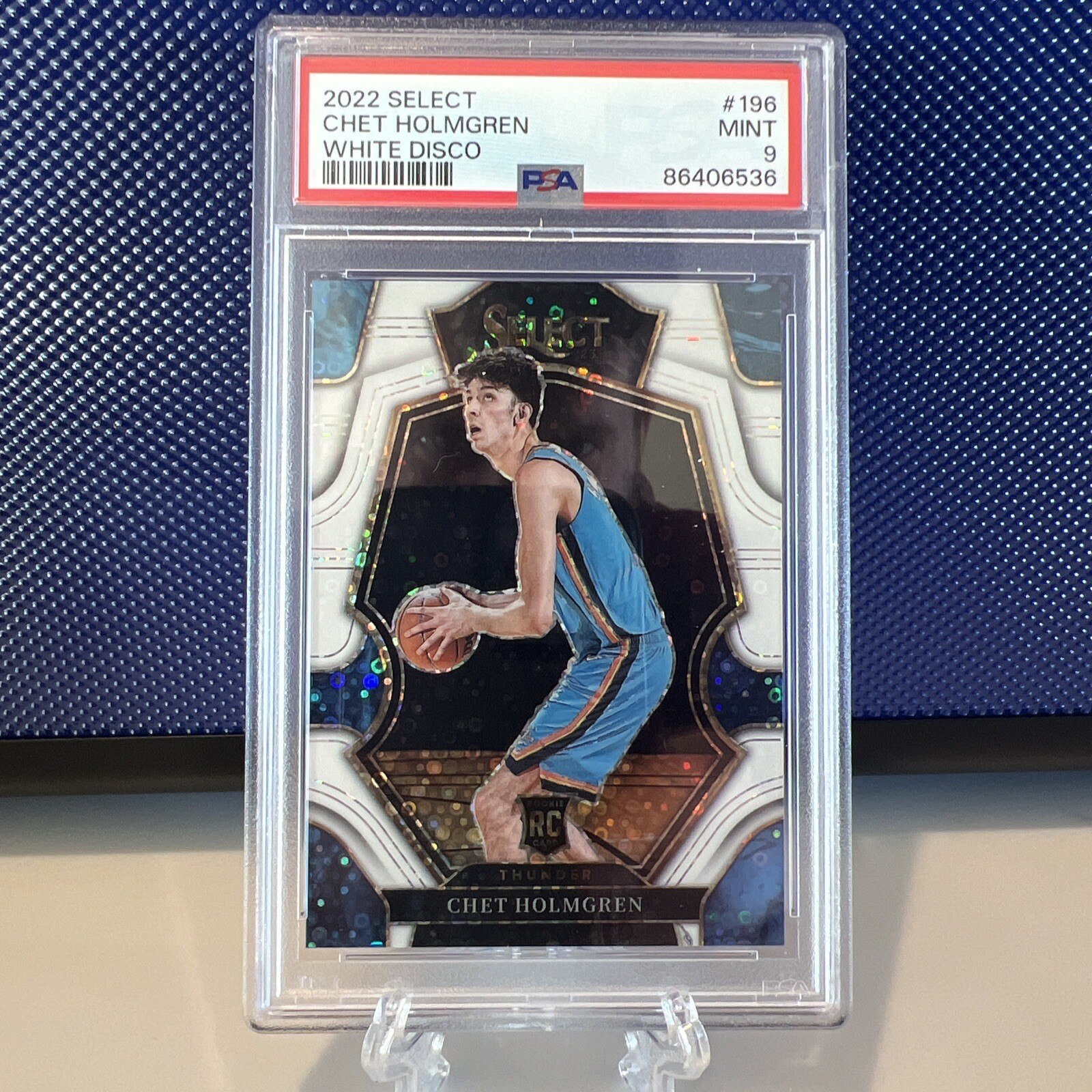 2022 PANINI SELECT CHET HOLMGREN #196 WHITE DISCO /75 ROOKIE PSA 9