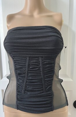 Donna Karen Black Label Collection Grey Stretch Top Retail $795 NWT