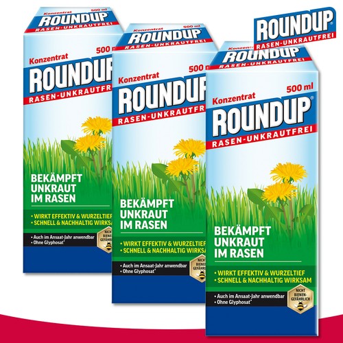 Roundup Rasen Unkrautfrei 3 X 500 Ml Konzentrat Hornklee Wegerich 