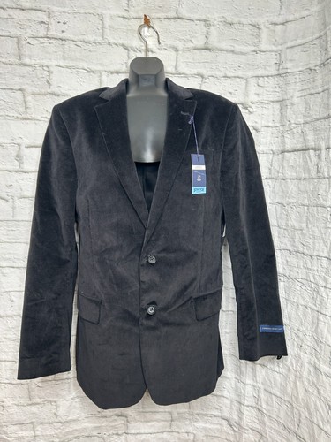 Stafford Herren 42 Schwarz Classic Fit Stretch Cord Sport Mantel Blazer Jacke