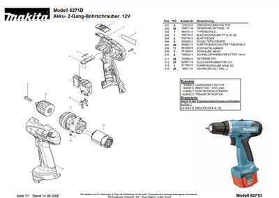 Makita Gleichstrommotor 12V – Ersatzteil 629817-8, Für Akkuschrauber 6271D