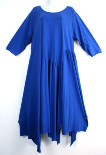 Ladies Lagenlook 95% Soft Slinky Cotton Asymmetric Hem Dress One Size:Plus 18-22 - Picture 16 of 50