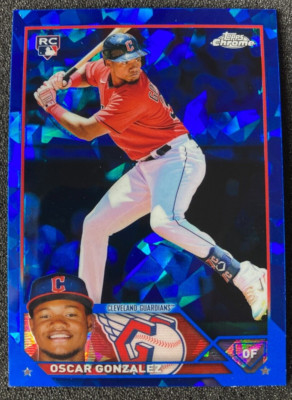 2023 Topps Chrome Sapphire #119 Oscar Gonzalez RC Rookie. Cleveland Guardians