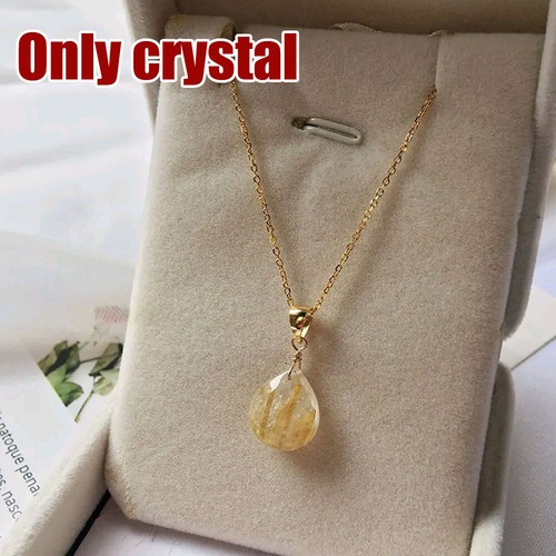 Natural Citrine Yellow Hair Crystal Rutilated Quartz Polished Healing Stone - Picture 11 of 12