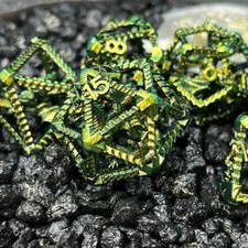 Sage's Draconic Prison Nightshade Cage Hollow Metal Polyhedral Dice Set DnD