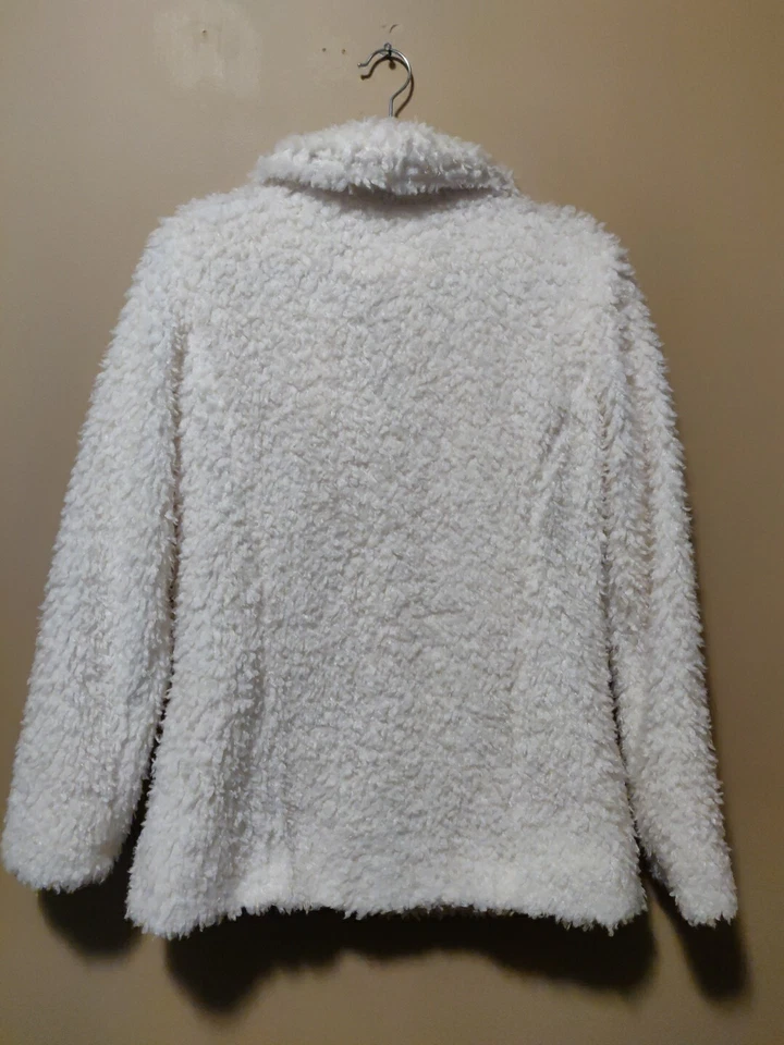 Xhilaration Mujer S Forrado Polar Abrigo Marfil Cuello Broches Manga Larga Bolsillos Foto 2 de 4