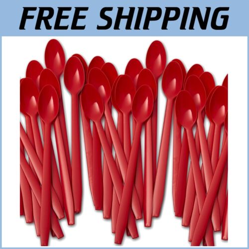 500ct Extra-Sturdy 8-Inch Disposable Plastic Spoons for Desserts & Drinks