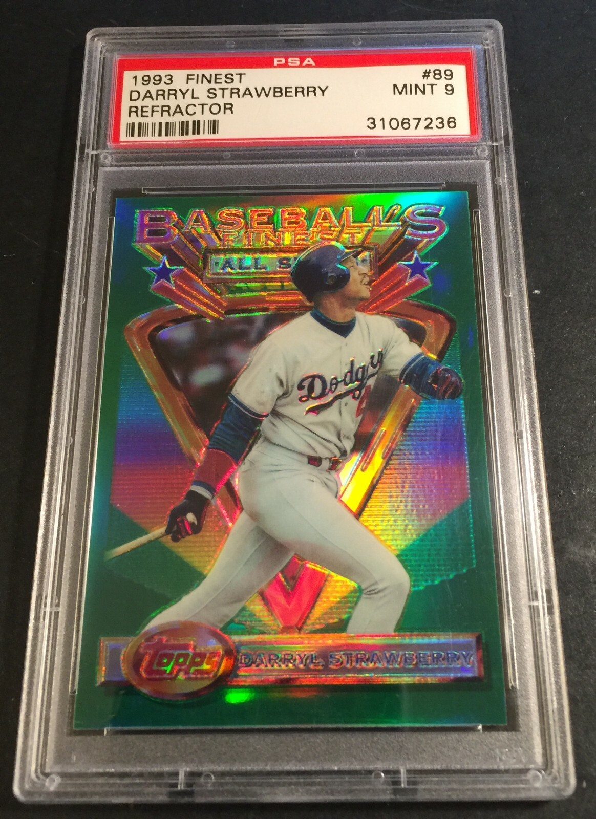 1993 DARRYL STRAWBERRY TOPPS FINEST REFRACTOR #89  PSA 9 DODGERS