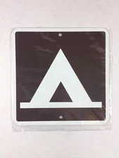 Tent Camping Metal Parks Sign 6"x6" (NEW) In Brown