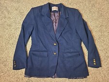 PENDLETON Womens Blazer Size 12 Petite Virgin Wool Blue Long Sleeve Jacket