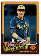 2024 Topps Heritage Orange - New Age Performers Christian Yelich #NAP-17 Brewers