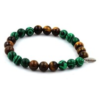 Mineralien Und Edelsteine. Armband Perlen Tigerauge Und Malachit 8 Mm