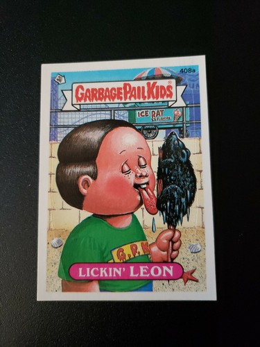 LICKIN' LEON 408a Topps 1987 Garbage Pail Kids Series 10 Original GPK Sticker