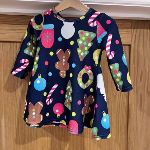 Christmas Want That Trend Dress 18-24 Mths Navy Vibrant Gingerbread Men Xmas - 第 1/9 張圖片
