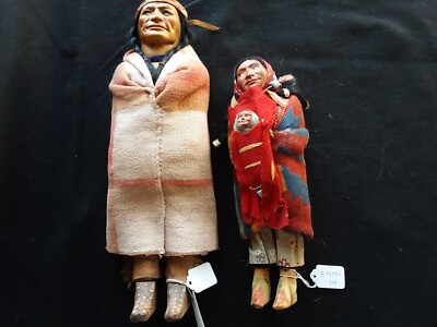 2 VINTAGE INDIANER SKOOKUM PUPPEN GROSSES HANDGEFERTIGTES PAAR ATL-1224*08683 A&B