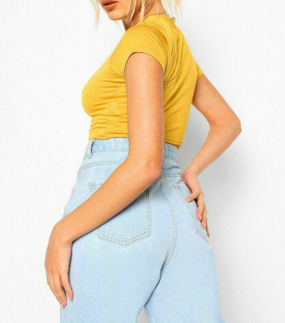 Vafful Crop Tops Sexy Trendy Basic Tight Scoop Neck Crop Short