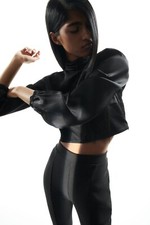 NWT Zara SATIN CROP TOP Size XS Black 3564/053/800