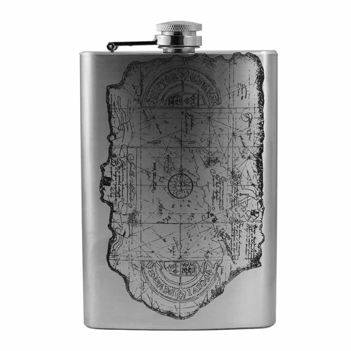 8oz One Eyed Willie Treasure Map Stainless Steel Flask