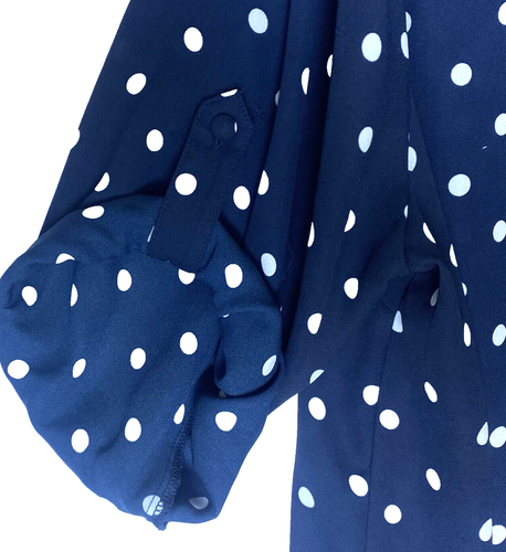 Torrid Shirt Women’s Size 3 Polka Dot Plus Long Sleeve Flowy Blouse Blue - Picture 6 of 10