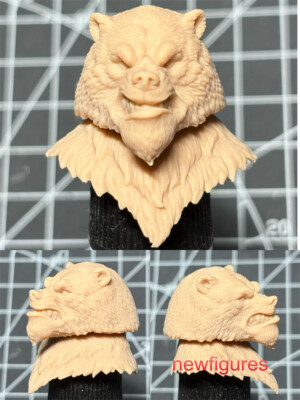 1/6 1/12 1/18 Bear Animal Head Sculpt Fit 12'' 6'' 3.75'' Male Action Figure Body