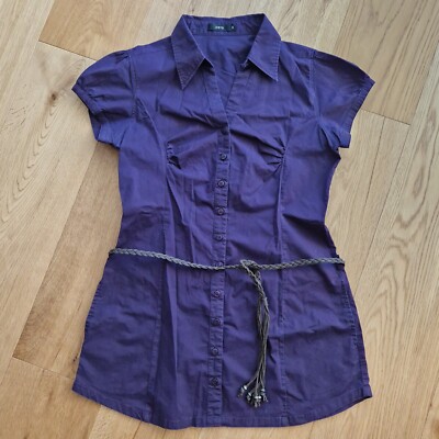 zero Bluse Kurzarm mit Gürtel lila, Größe 40