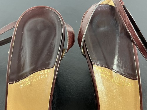 Vintage Burgundy Open Toe High Heels Vero Cuoio Martini Osvaldo 8.5N Italy - Picture 14 of 15