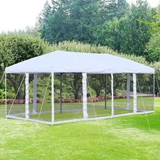 10'x20' Pop Up Party Tent Gazebo Wedding Canopy with 6 Sidewalls, Cream White