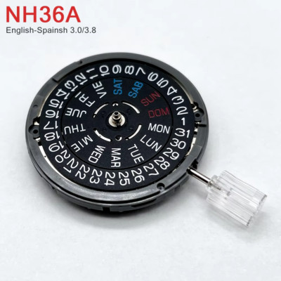 Genuine NH36 Movement Day-Date 3:00 Crown 3.0/3.8 Mod NH36A Black/White.
