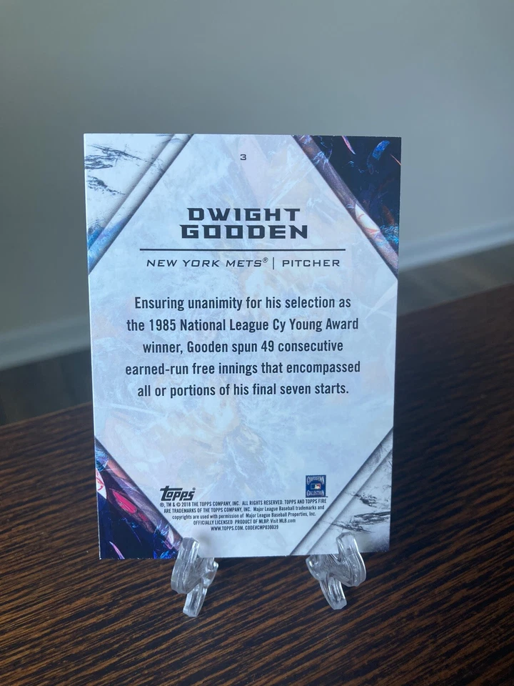 2018 Topps Fire GOLD MINTED SP Dwight DOC Gooden #3 NM+ eBay 1/1 Mets - Image 2 of 2