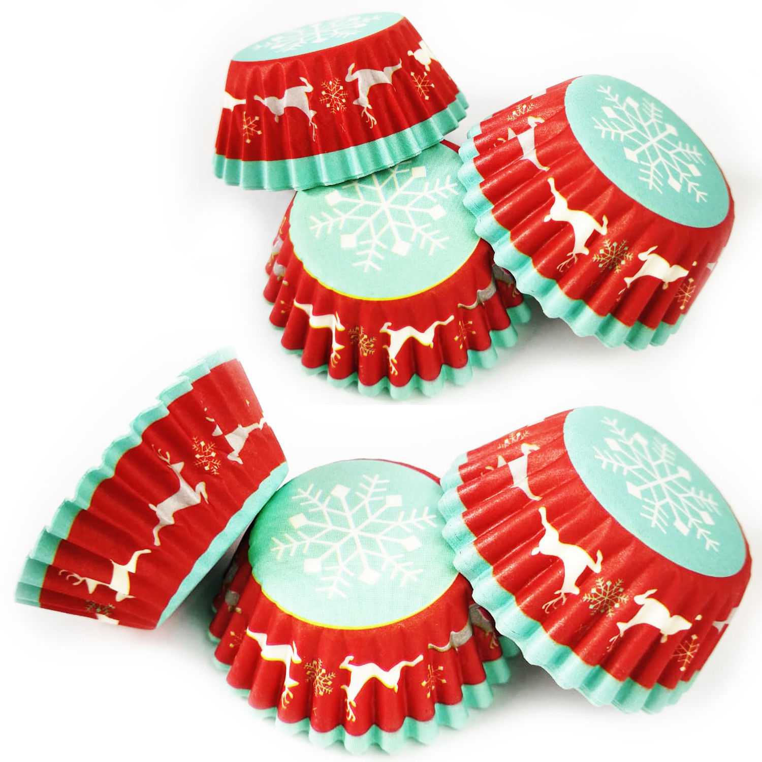 120 Mini Cupcake Cases Baking Xmass Christmas Valentine Heart Party