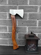 Premium handcrafted Hatchet With Polished Steel Head And Curved Wooden Handle