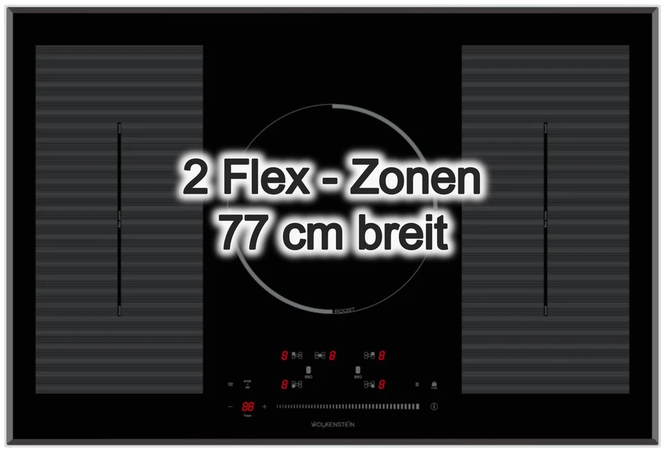 Induktionskochfeld 77 cm Wolkenstein autark 2 Doppel-Flexzonen WIF77-2FZF - Bild 1 von 4