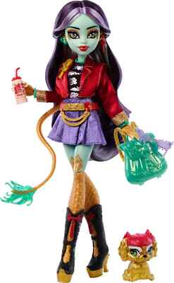 Monster High Jinafire Long Doll, Dragon with Pet Dog Cloudy  Yun Yun  and 7 A...