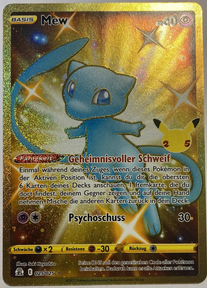 Pokemon Mew Shiny GOLD | Deutsch 025/025 Celebrations | Near Mint