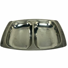 MONTEREY Divided Serving Dish Stainless Steel Holloware Silver Japan 11" x 8"