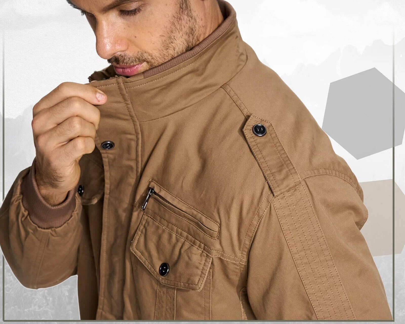 TACVASEN Men's Winter Bomber Jacket Fleece Cotton Thicken Casual Work Cargo Coat - product detail image 8