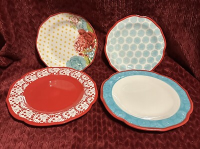Pioneer Woman Set Of 4 Plates, 2 Salad Plates & 2 Dinner Plates NEW